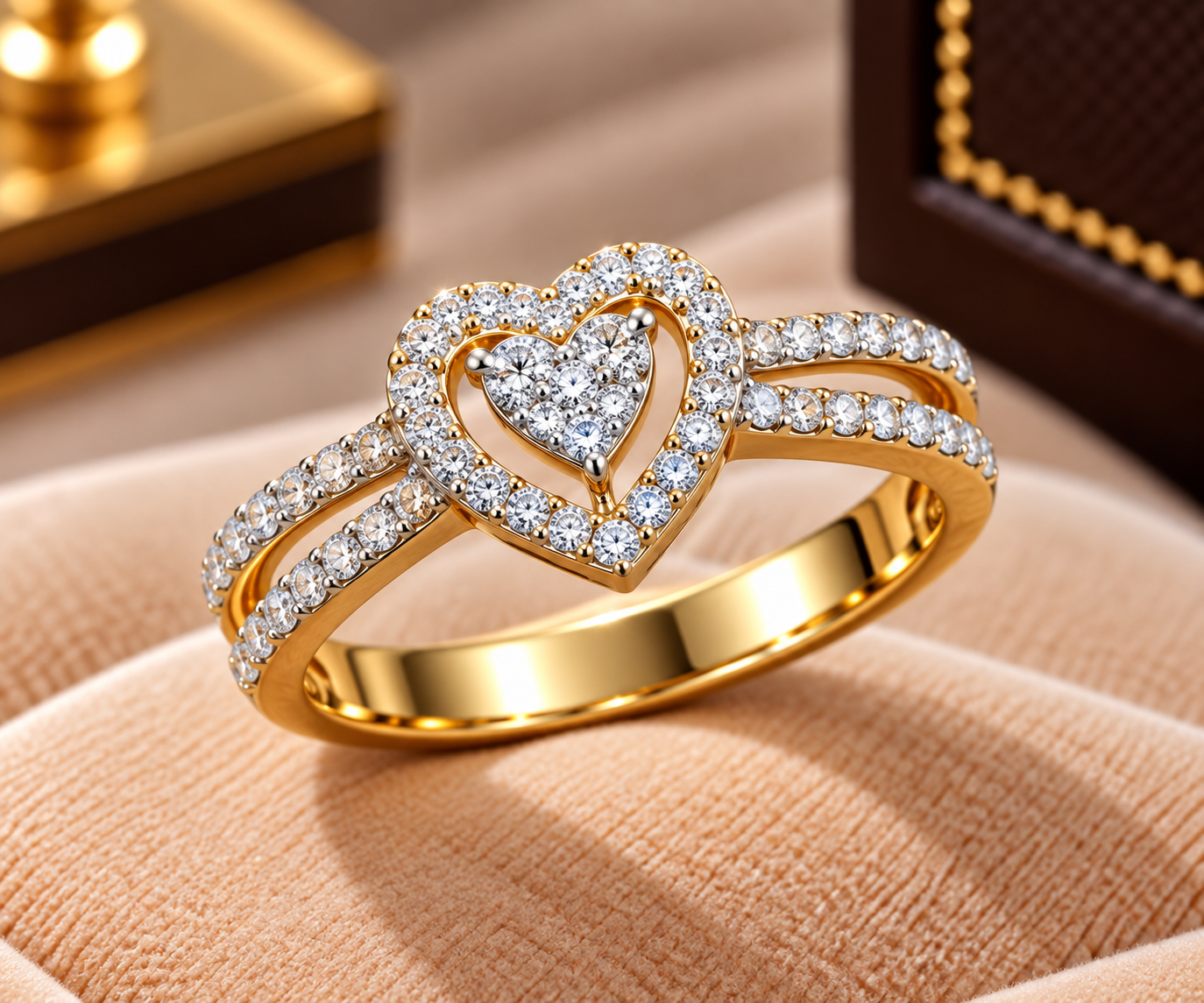 Diamond Heart Gold Ring